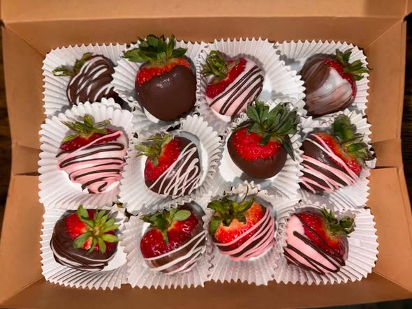 Velvet Wing hand-dipped chocolate-covered strawberries