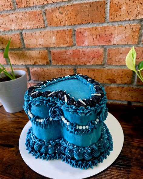 Velvet Wing vintage heart cake with piped buttercream, pearl details, and sparkle, view 3 of 3