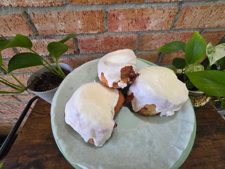 Velvet Wing fresh cinnamon rolls with vanilla and cream-cheese glaze