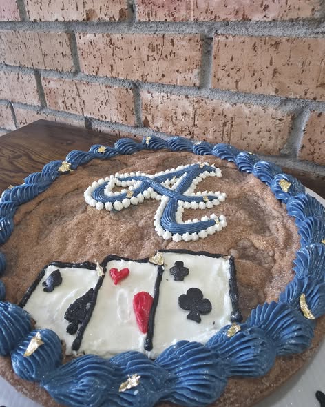Velvet Wing Braves and casino themed birthday cookie cake, view 2 of 2